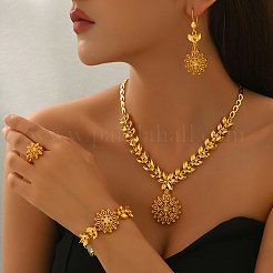 Vintage Alloy Hollow Flower Bracelets & Earrings & Necklaces & Rings Sets for Women&nbsp;AC4894