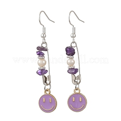 Natural Gemstone & Alloy Enamel & Iron Dangle Earrings for Women&nbsp;EJEW-JE07405