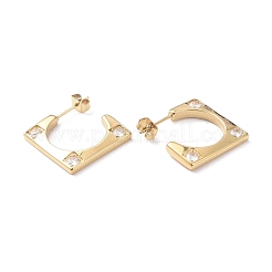 Ion Plating(IP) Cubic Zirconia Rectangle Stud Earrings&nbsp;EJEW-A097-01G-02