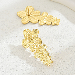 Exaggerated 201 Stainless Steel Flower Dangle Stud Earrings&nbsp;PT2321