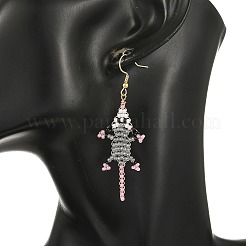 304 Stainless Steel with Glass Seed Beads Dangle Earrings&nbsp;EJEW-MZ00825