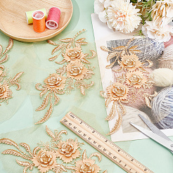 2Pairs 3D Flower Polyester Lace Computerized Embroidery Ornament Accessories&nbsp;DIY-HY0001-85