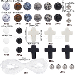 DIY Cross & Round Natural & Synthetic Gemstone Beads Bracelets Making Kits&nbsp;DIY-SC0027-54