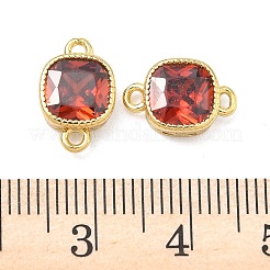 Brass Pave Cubic Zirconia Square Connector Charms&nbsp;KK-P348-06G-07