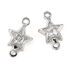 SHEGRACE Brass Pave Cubic Zirconia Star Connector Charms&nbsp;XGRQ2O314-441A-P