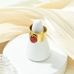 Natural Carnelian/Black Agate/Tiger Eye/Lapis Lazuli/Moss Agate Cuff Open Rings&nbsp;RJEW-JR01079-02