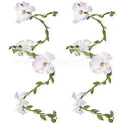 Flower Polyester with Iron wire Upper Arm Cuff Bangles for Women&nbsp;AJEW-GF0014-08C