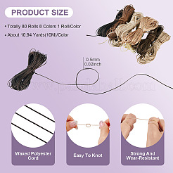 80M 8 Colors Eco-Friendly Korean Waxed Polyester Cord&nbsp;YC-TA0001-15