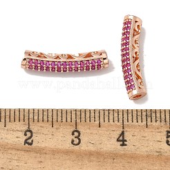 Brass Cubic Zirconia Curved Tube Beads&nbsp;KK-Q019-01B
