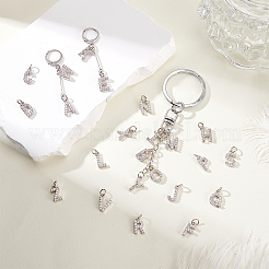 1Set Brass Micro Pave Clear Cubic Zirconia Charms&nbsp;KK-PH0013-42P