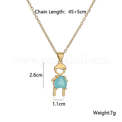 Boy Brass Pave Cubic Zirconia Pendant Necklaces&nbsp;FS-WGEF7B2-01