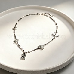 Vintage Alloy Iron Passport Airplane Multi Pendant Necklaces for Women&nbsp;WG98A05-01