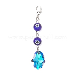2Pcs 2 Colors Hamsa Hand Electroplate Glass Pendant Decorations&nbsp;HJEW-JM04232