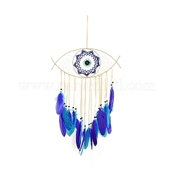 Iron Woven Web/Net with Feather Pendant Decorations&nbsp;LS-AJEW-B016-07B