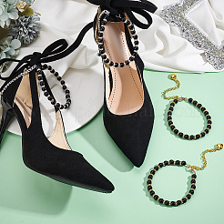4Pcs 2 Colors Round Resin Imitation Pearl Anti-Loose High Heel Shoelaces&nbsp;AJEW-PH0011-56B