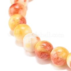 Natural White Jade Round Beaded Stretch Bracelet&nbsp;BJEW-JB07968-02