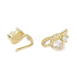 Heart Brass Micro Pave Cubic Zirconia Cuff Earrings for Women&nbsp;EJEW-E308-01G