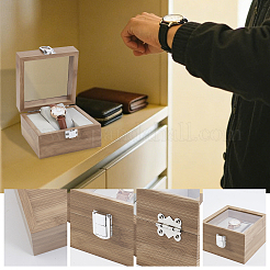 Wooden Single Watch Display Cases with Glass Window Lid and Velvet Pillow Inside&nbsp;CON-WH0043-306C