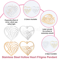 16Pcs 4 Style Ion Plating(IP) 201 Stainless Steel Pendants&nbsp;STAS-DC0001-06