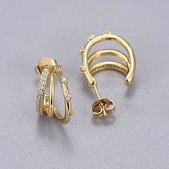 Brass Micro Pave Cubic Zirconia Stud Earrings&nbsp;EJEW-K083-12G-B