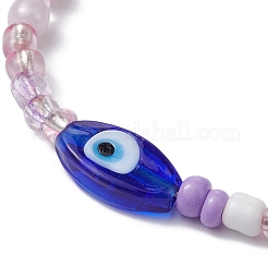 Evil Eye Lampwork & Glass Seed Braided Bead Bracelet&nbsp;BJEW-JB09706