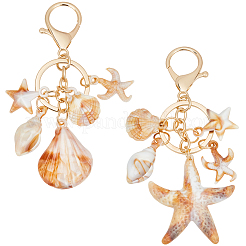 2Pcs 2 Styles Alloy Acrylic Keychains&nbsp;KEYC-CY0001-01