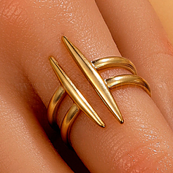 304 Stainless Steel Cuff Rings&nbsp;RJEW-OY001-01G