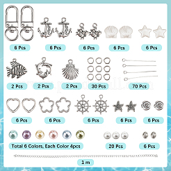 DIY Ocean Animals Glass Pearl Beads and Alloy Pendant Decorations Making Kits&nbsp;DIY-SC0030-83