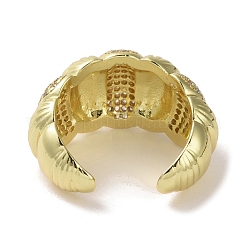 Brass Micro Pave Cubic Zirconia Open Cuff Ring&nbsp;RJEW-K256-45G