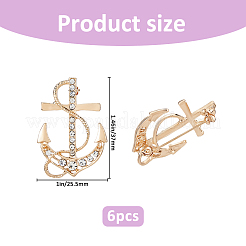6Pcs Anchor Alloy Rhinestone Lapel Pins for Backpack Clothes&nbsp;JEWB-FH0002-73KCG