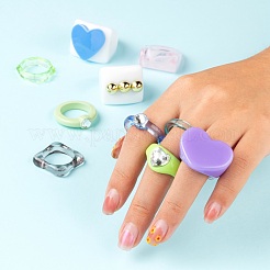18Pcs Acrylic Finger Rings&nbsp;RJEW-LS0001-01
