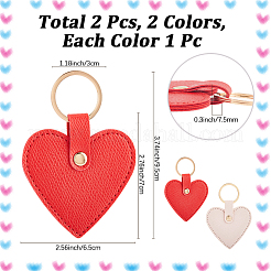 2Pcs 2 Colors PU Leather Keychain&nbsp;KEYC-CL0001-56