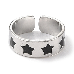 304 Stainless Steel Enamel Open Cuff Rings for Women&nbsp;RJEW-F166-33P-02