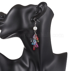 Glass & Plastic Pearl Teardrop Tassel Dangle Earrings&nbsp;EJEW-JE06818