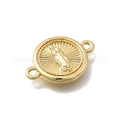 Religion Brass Flat Round with Virgin Connector Charms&nbsp;KK-D431-049G