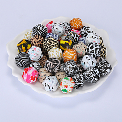 Colorful Pattern Printed Silicone Focal Beads&nbsp;LS-SI-JX0022A-12