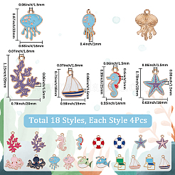 72Pcs 18 Styles Alloy Enamel Pendants&nbsp;ENAM-SC0006-34