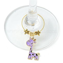 Giraffe Alloy Enamel Pendants Wine Glass Charms Sets&nbsp;AJEW-JO00186
