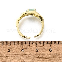 Square Brass Cat Eye Cuff Rings&nbsp;RJEW-G344-01G-03