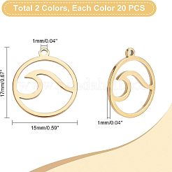 40Pcs 2 Colors Stainless Steel Pendants&nbsp;STAS-UN0028-48
