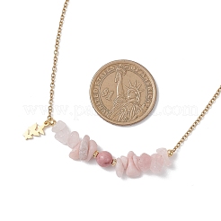 Natural Mixed Gemstone Chip and Round Beaded Pendant 304 Stainless Steel Cable Chain Necklaces for Women&nbsp;NJEW-JN05741