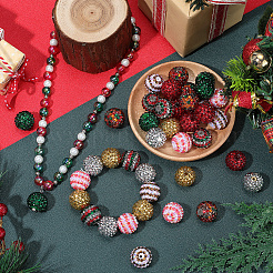 40Pcs 8 Colors Christmas Themed Resin Rhinestone Round Beads&nbsp;OACR-PA0001-22