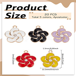 20Pcs 5 Colors Flower Alloy Enamel Pendants&nbsp;ENAM-LP0001-56