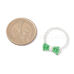 Glass Bead Finger Rings&nbsp;RJEW-MZ00032