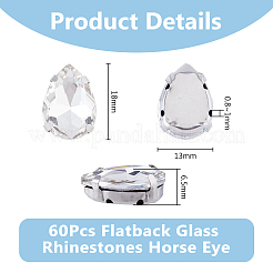 60Pcs Teardrop Sew on Rhinestone&nbsp;RGLA-DC0001-06