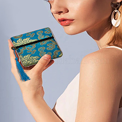 6Pcs 6 Colors Chinese Brocade Tassel Zipper Jewelry Bag Gift Pouch&nbsp;ABAG-LP0001-17B