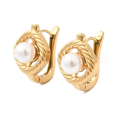 Flat Round 304 Stainless Steel Hoop Earrings&nbsp;EJEW-P344-02G