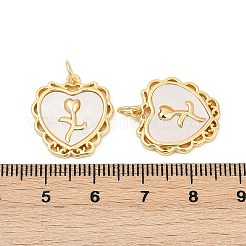 Brass Pave Natural White Shell Pendants&nbsp;KK-U058-27G
