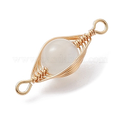 Natural Moonstone Copper Wire Wrapped Connector Charms&nbsp;PALLOY-JF02518-01