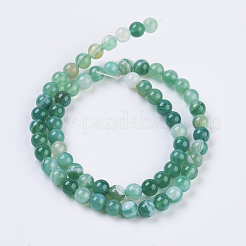 Round Dyed Natural Striped Agate/Banded Agate Beads Strands&nbsp;G-G582-6mm-M